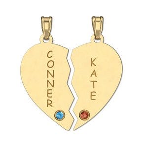 Personalized Couples Square Pendant With Two Birthstones & Names