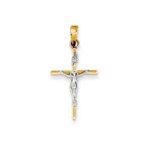 14k Two-tone INRI Crucifix Pendant