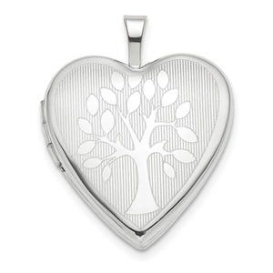 14K White Gold Family Tree Heart Locket