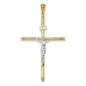 14k Two-Tone Polished Jesus Crucifix Pendant