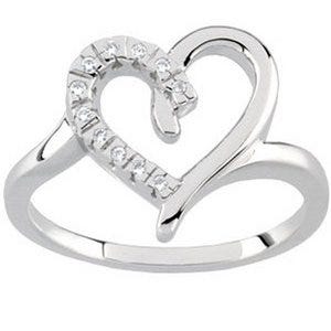 Solid Gold Diamond Heart Shaped Promise Ring