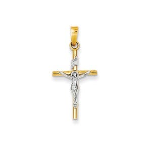 14k Two-tone INRI Crucifix Pendant