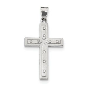 Sterling Silver Rhodium-plated Satin & Polished Latin Cross Pendant