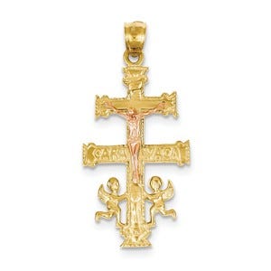 14k Two-tone  Cara Vaca Crucifix Pendant