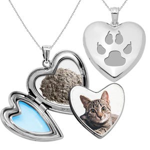 Cat Paw Print Cremation & Hair Photo Locket