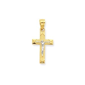 10k & Rhodium Small Crucifix Pendant