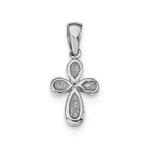 Sterling Silver Rhodium-plated Enamel & Glitter Fabric Cross Pendant