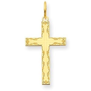14K Laser Designed Cross Charm