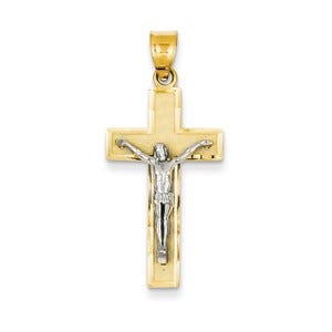 14K Two-tone Diamond-cut Crucifix Pendant