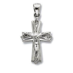 14k White Gold Diamond Cross Pendant