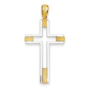 14k Two-tone Fancy Cross Pendant