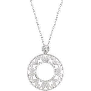 Sterling Silver Cirlce Diamond Pendant