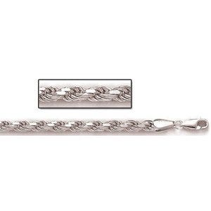 Sterling Silver 4.25mm Diamond Cut Rope Chain