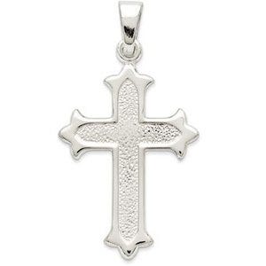 Sterling Silver Polished and Textured Cross Pendant
