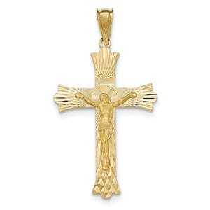 14k Polished Satin and D/C Crucifix Pendant