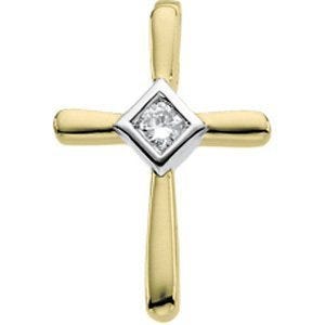 14KY RHOD PLTD DIA UNITY CROSS