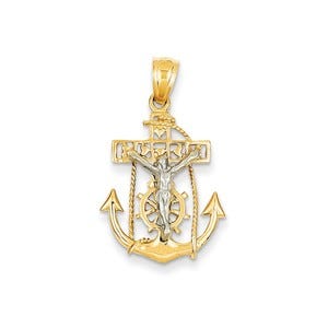 14k Two-tone Mariners Cross Pendant