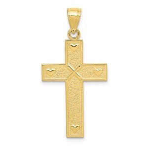 10k Cross with God Loves Me on Reverse Pendant