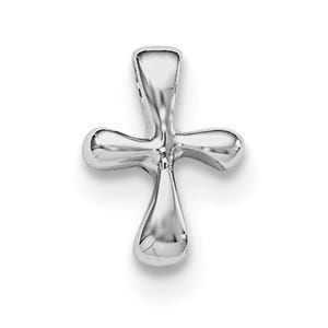 Sterling Silver RH Plated Child\'s Polished Cross Pendant