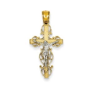 14k Two-tone Crucifix Pendant