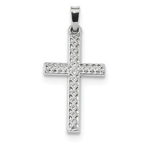 14k White Gold Polished Lattice Cross Pendant