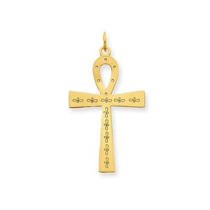 14K Laser Designed Ankh Cross Pendant