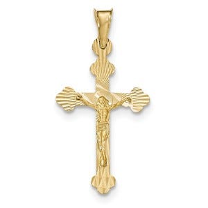 14k Polished Satin and D/C Crucifix Pendant