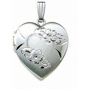 14k White Gold Heart Photo Locket