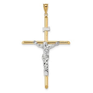 14k Two-Tone Polished Jesus Crucifix Pendant