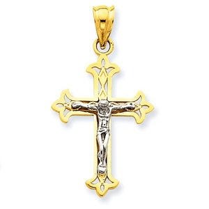 14K Two-Tone Gold Crucifix Pendant