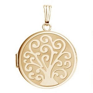 14k Gold Filled Tree Of Life Round Photo Locket