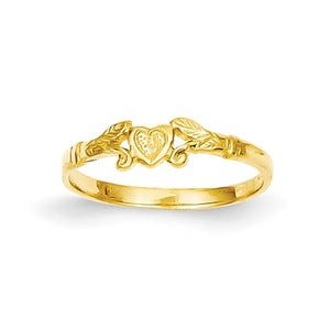 14k Yellow Gold Floral Heart Children's Ring