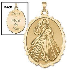 Divine Mercy Doubled Sided Scalloped Oval Religious Medal "EXCLUSIVE"