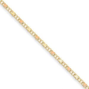 14k Polished Rhodium-Plated Xs & Hearts Anklet
