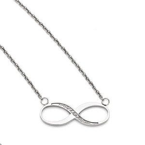 Stainless Steel Infinity Polished CZ Necklace w/ 20 Inch Chain