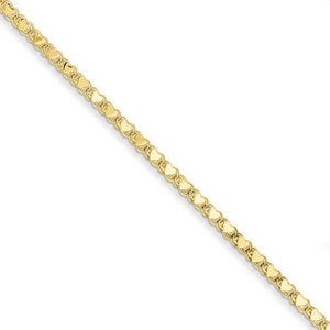 14k Polished Double-Sided Heart Anklet