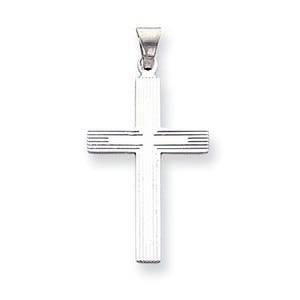 14k White Gold Solid Cross Pendant