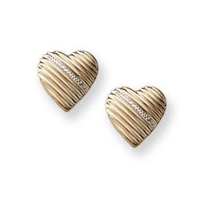 14K Yellow Gold Hearts Children Post Earrings