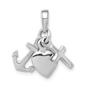 14k White Gold Faith, Hope & Charity Charm