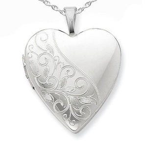 Sterling Silver Floral Heart Photo Locket