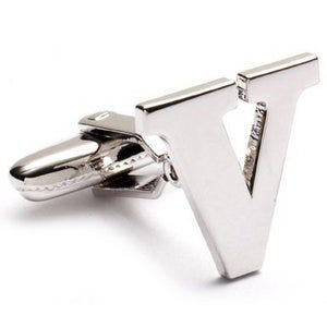 Genuine Sterling Silver Letter "V" Cufflinks