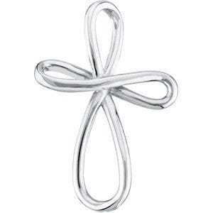 14K WHITE GOLD METAL FASHION CROSS