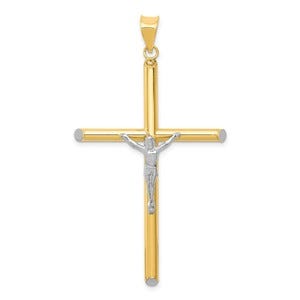 14k Two-tone & Rhodium INRI Crucifix Pendant