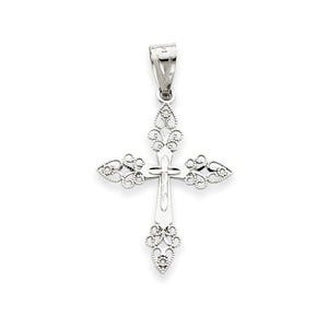14k White Gold Filigree Cross Pendant