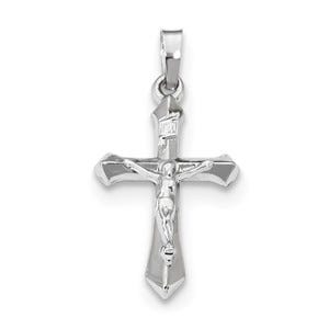 14k White Gold Polished INRI Crucifix Pendant