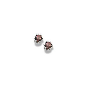 14K  White Gold Child's Genuine Garnet Birthstone Stud Earrings