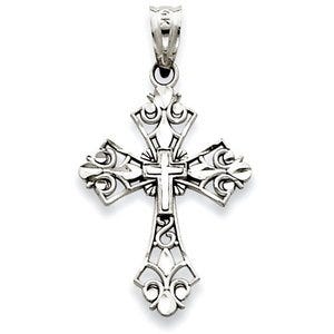 14k White Gold Filigree Cross Charm