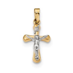 14k Polished INRI Rounded Crucifix Pendant