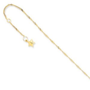 14k Star Anklet  9"