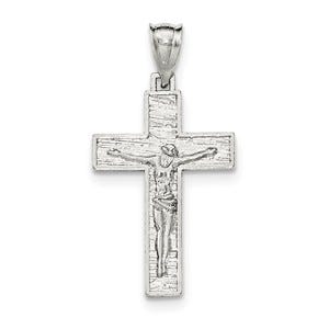 Sterling Silver Polished & Textured Crucifix Pendant
